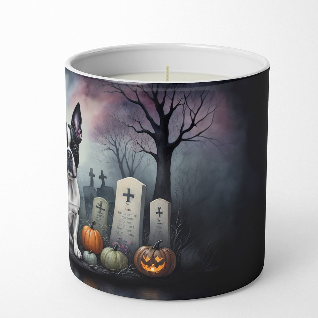 Boston Terrier Spooky Halloween Decorative Soy Candle Nature Soy Wax Essential Oil Home Decor Ideal for Bedroom Kitchen Bath Office Gift, 10 oz