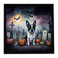 Boston Terrier Spooky Halloween Framed Metal Print Bathroom, Kitchen, Office, Home Decor Wall Art Ready to Hang, Square, 8X8