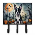 Boston Terrier Spooky Halloween Leash or Key Holder Wall Hooks, Coat Rack Wall Mount, for Hanging Keys, Towels, Aprons, Leashes