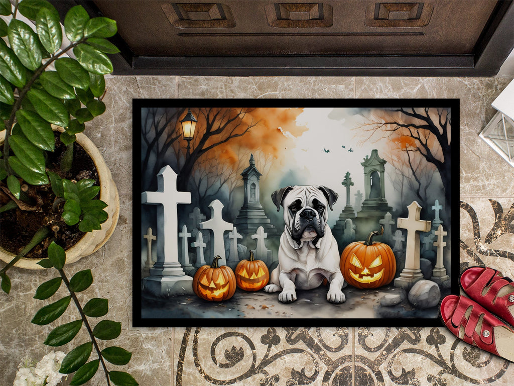 Boxer Spooky Halloween Doormat Indoor Outdoor 18H X 27W Front Door Mat Rugs for Entryway, Non Slip Washable