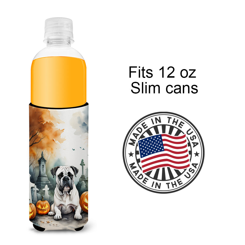 Boxer Spooky Halloween Slim Can Hugger , Insulated Foam Hugger for 12 oz Slim Cans, Beer Bottles & Water Bottles, Printed in USA
