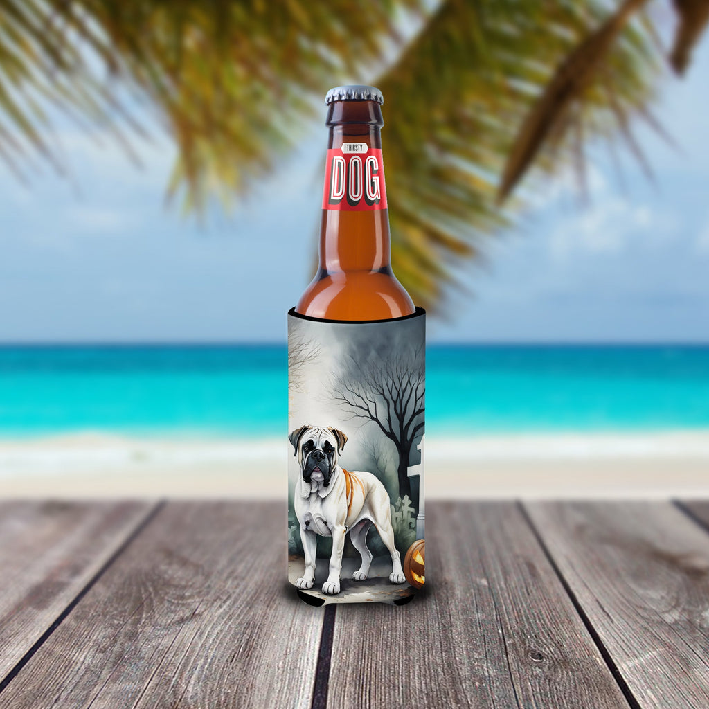 Boxer Spooky Halloween Slim Can Hugger , Insulated Foam Hugger for 12 oz Slim Cans, Beer Bottles & Water Bottles, Printed in USA