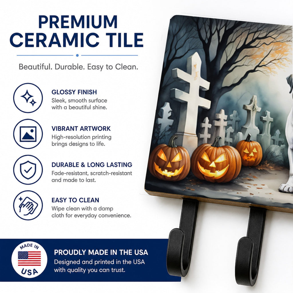 Boxer Spooky Halloween Leash or Key Holder Wall Hooks, Coat Rack Wall Mount, for Hanging Keys, Towels, Aprons, Leashes