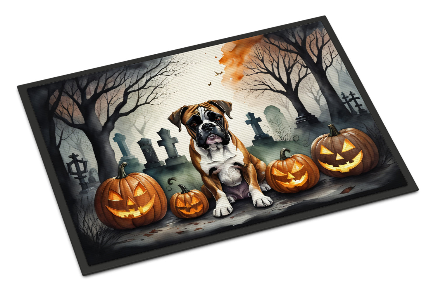Boxer Spooky Halloween Doormat Indoor Outdoor 18H X 27W Front Door Mat Rugs for Entryway, Non Slip Washable