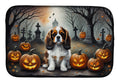 Cavalier Spaniel Spooky Halloween Dish Drying Mat Absorbent Dish Drying Mat Pad for Kitchen Counter Dish Drainer Mat for Countertop, 14 x 21", Multicolor