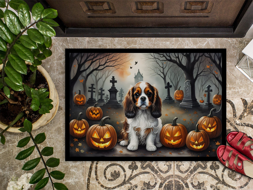 Cavalier Spaniel Spooky Halloween Doormat Indoor Outdoor 24H X 36W Front Door Mat Rugs for Entryway, Non Slip Washable Low Pile,