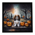 Cavalier Spaniel Spooky Halloween Framed Metal Print Bathroom, Kitchen, Office, Home Decor Wall Art Ready to Hang, Square, 8X8