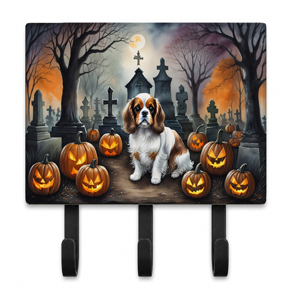 Cavalier Spaniel Spooky Halloween Leash or Key Holder Wall Hooks, Coat Rack Wall Mount, for Hanging Keys, Towels, Aprons, Leashes