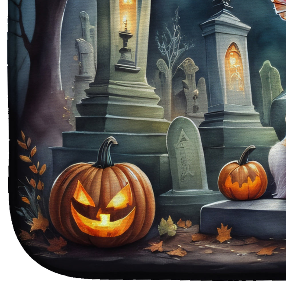 Chihuahua Spooky Halloween Dish Drying Mat Absorbent Dish Drying Mat Pad for Kitchen Counter Dish Drainer Mat for Countertop, 14 x 21", Multicolor