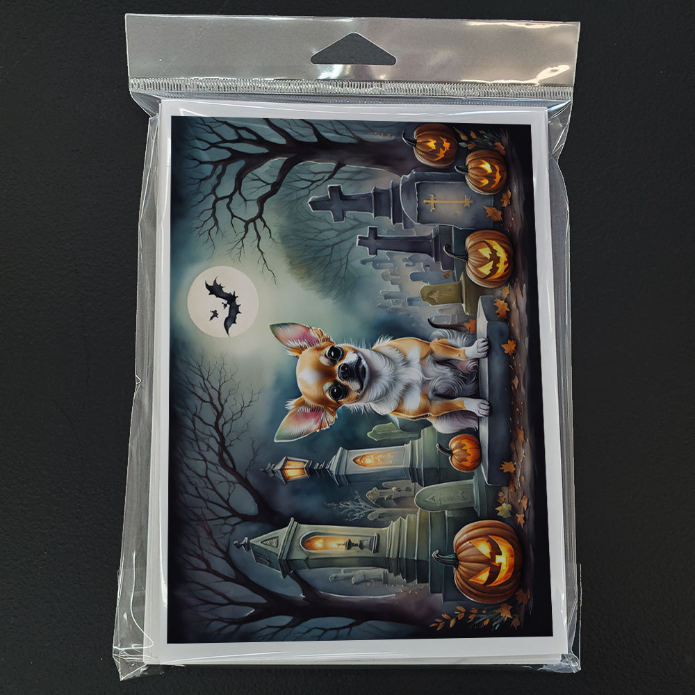 Chihuahua Spooky Halloween Greeting Cards Pack of 8 Blank Cards with Envelopes Whimsical A7 Size 5x7