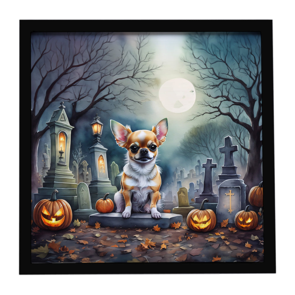 Chihuahua Spooky Halloween Framed Metal Print Bathroom, Kitchen, Office, Home Decor Wall Art Ready to Hang, Square, 8X8