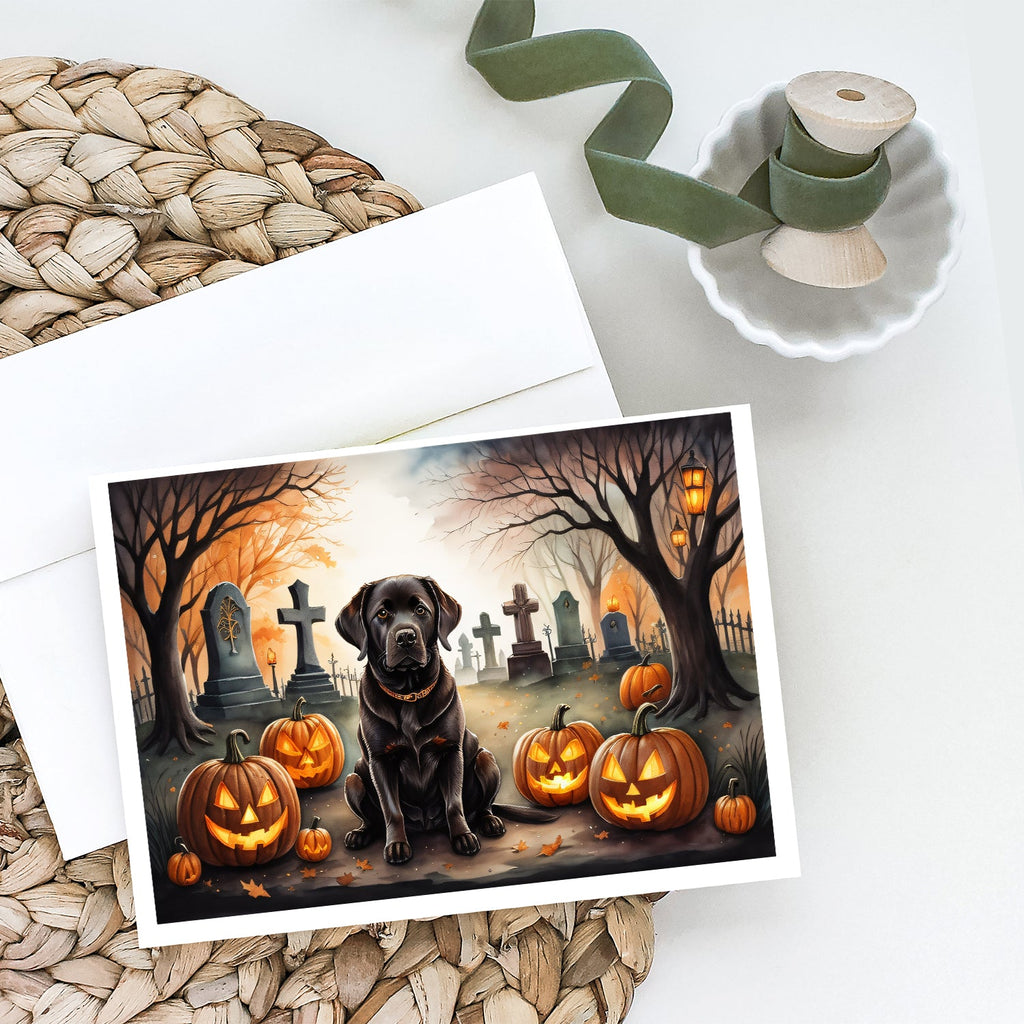 Chocolate Labrador Retriever Spooky Halloween Greeting Cards Pack of 8 Blank Cards with Envelopes Whimsical A7 Size 5x7