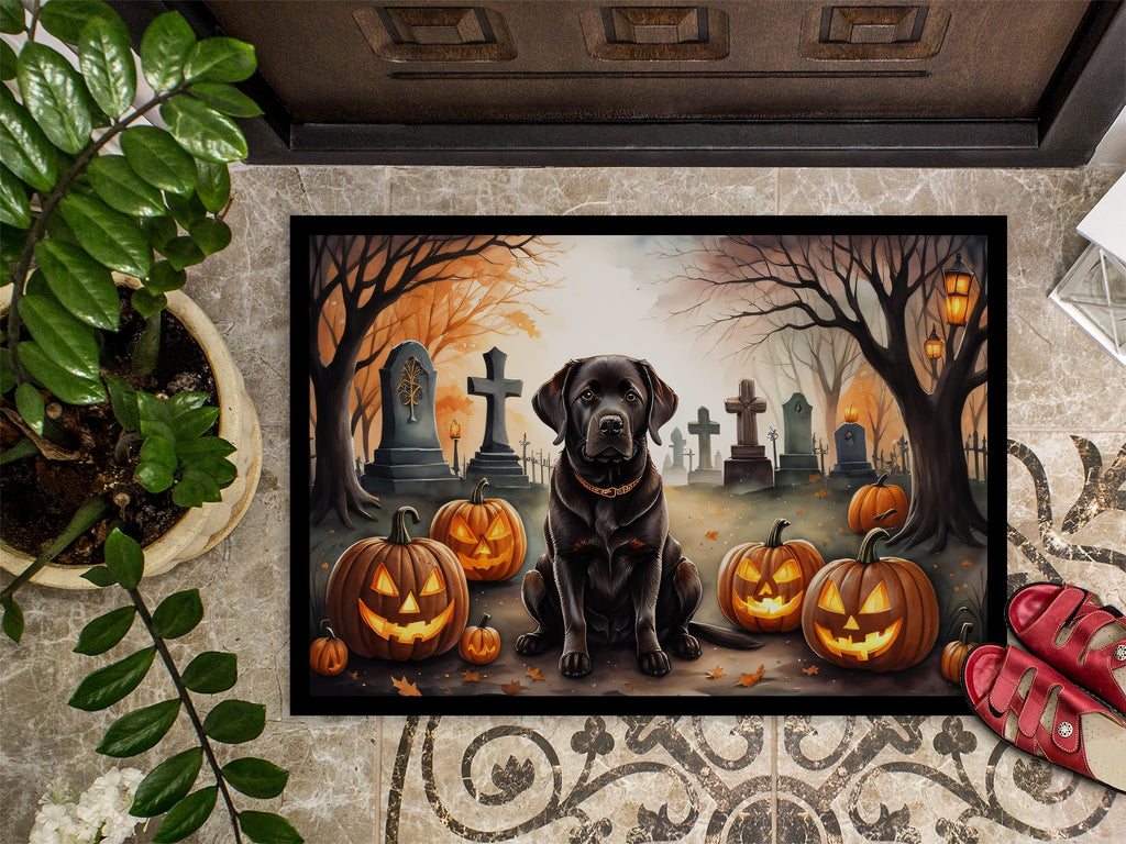 Chocolate Labrador Retriever Spooky Halloween Doormat Indoor Outdoor 24H X 36W Front Door Mat Rugs for Entryway, Non Slip Washable Low Pile,