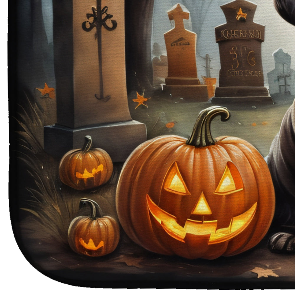 Chocolate Labrador Retriever Spooky Halloween Dish Drying Mat Absorbent Dish Drying Mat Pad for Kitchen Counter Dish Drainer Mat for Countertop, 14 x 21", Multicolor