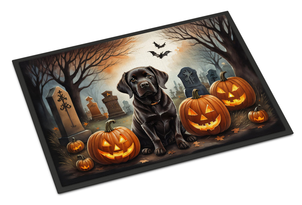 Chocolate Labrador Retriever Spooky Halloween Doormat Indoor Outdoor 18H X 27W Front Door Mat Rugs for Entryway, Non Slip Washable