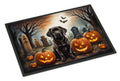 Chocolate Labrador Retriever Spooky Halloween Doormat Indoor Outdoor 18H X 27W Front Door Mat Rugs for Entryway, Non Slip Washable