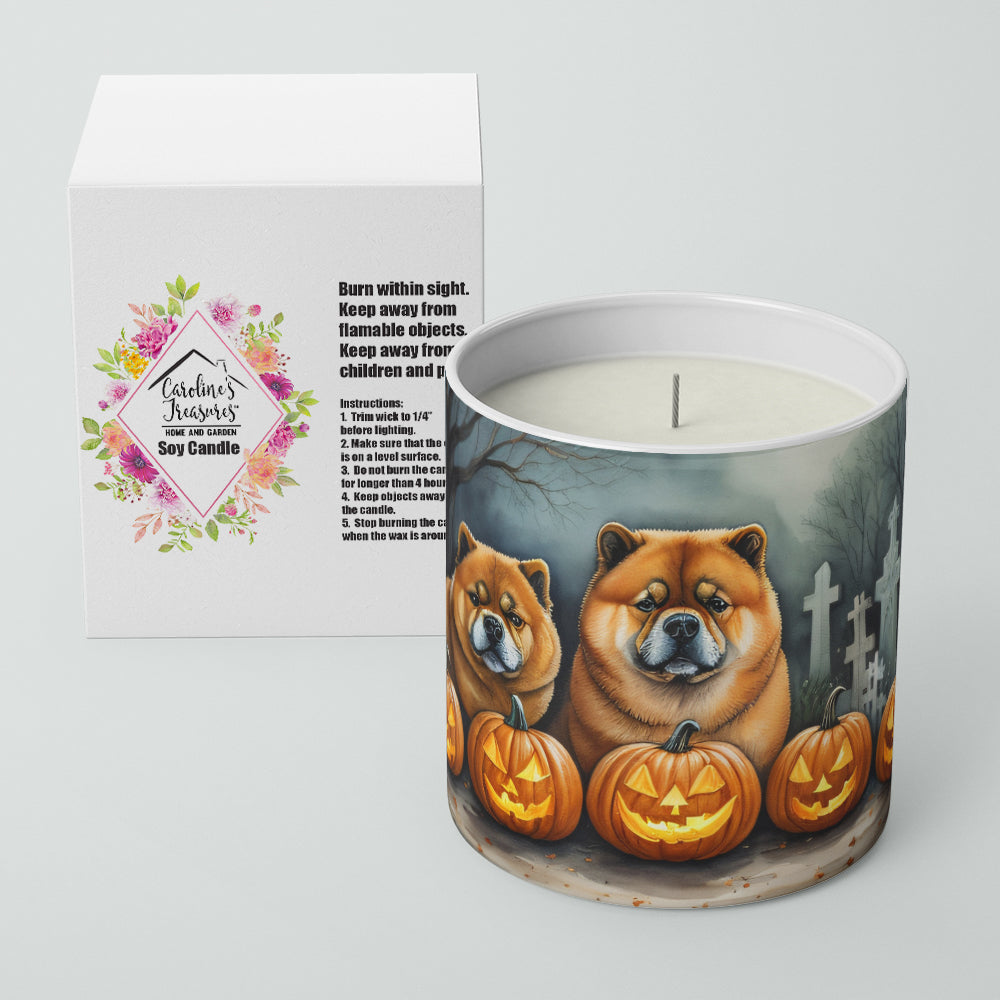 Chow Chow Spooky Halloween Decorative Soy Candle Nature Soy Wax Essential Oil Home Decor Ideal for Bedroom Kitchen Bath Office Gift, 10 oz