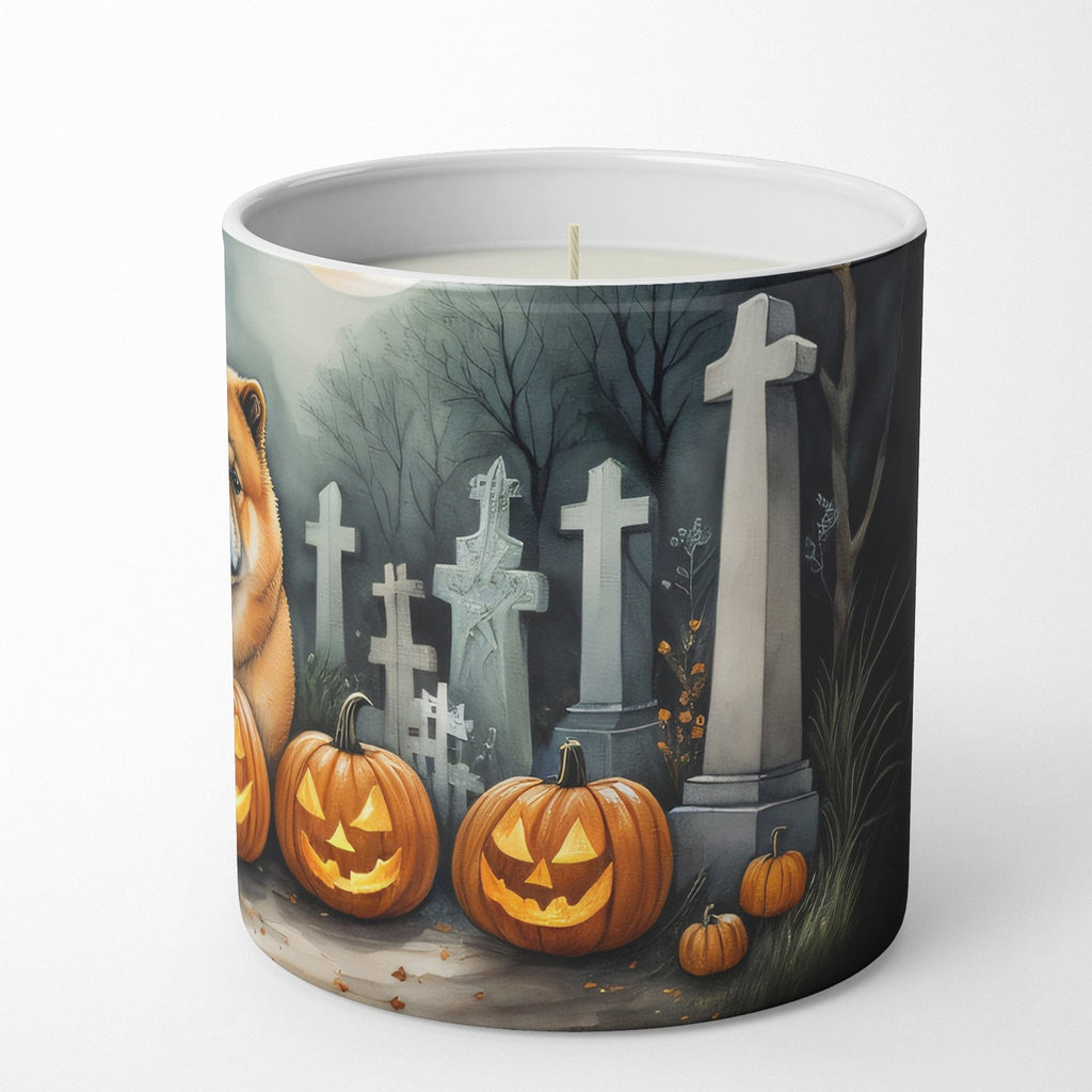 Chow Chow Spooky Halloween Decorative Soy Candle Nature Soy Wax Essential Oil Home Decor Ideal for Bedroom Kitchen Bath Office Gift, 10 oz