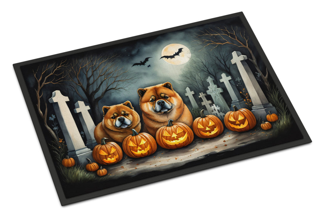 Chow Chow Spooky Halloween Doormat Indoor Outdoor 18H X 27W Front Door Mat Rugs for Entryway, Non Slip Washable