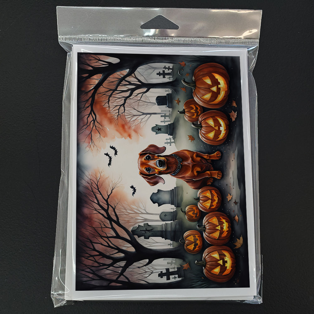 Dachshund Spooky Halloween Greeting Cards Pack of 8 Blank Cards with Envelopes Whimsical A7 Size 5x7