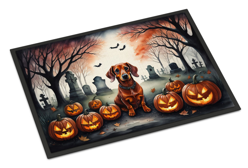 Dachshund Spooky Halloween Doormat Indoor Outdoor 18H X 27W Front Door Mat Rugs for Entryway, Non Slip Washable
