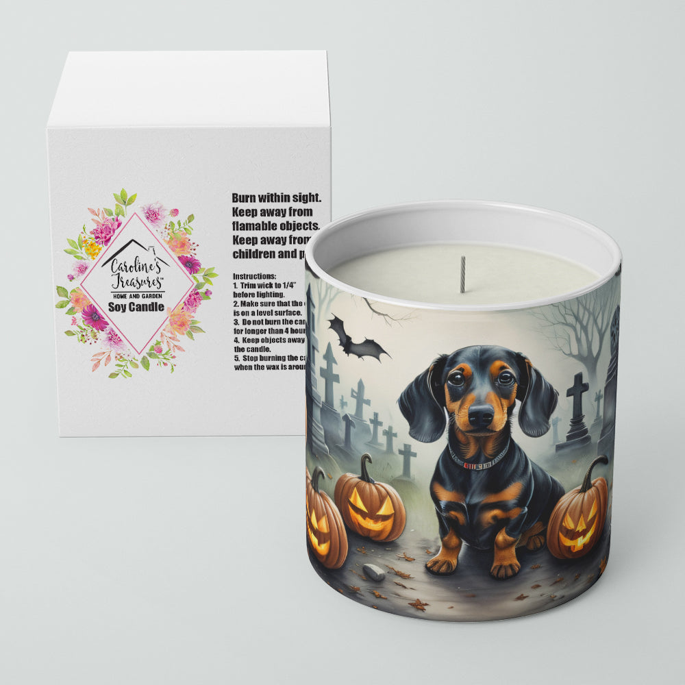 Dachshund Spooky Halloween Decorative Soy Candle Nature Soy Wax Essential Oil Home Decor Ideal for Bedroom Kitchen Bath Office Gift, 10 oz