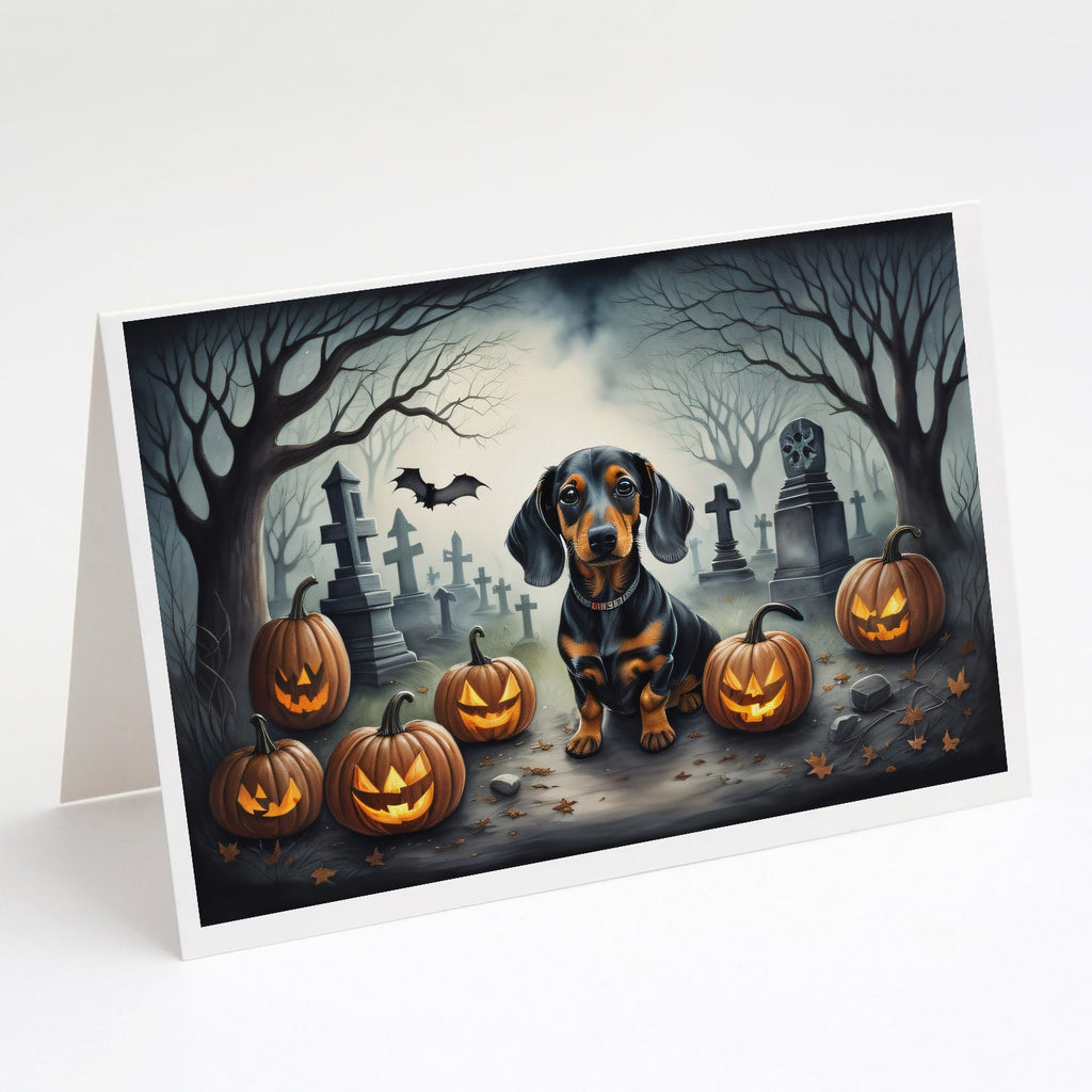 Dachshund Spooky Halloween Greeting Cards Pack of 8 Blank Cards with Envelopes Whimsical A7 Size 5x7