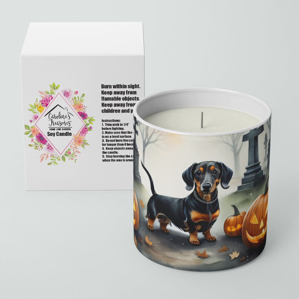 Dachshund Spooky Halloween Decorative Soy Candle Nature Soy Wax Essential Oil Home Decor Ideal for Bedroom Kitchen Bath Office Gift, 10 oz
