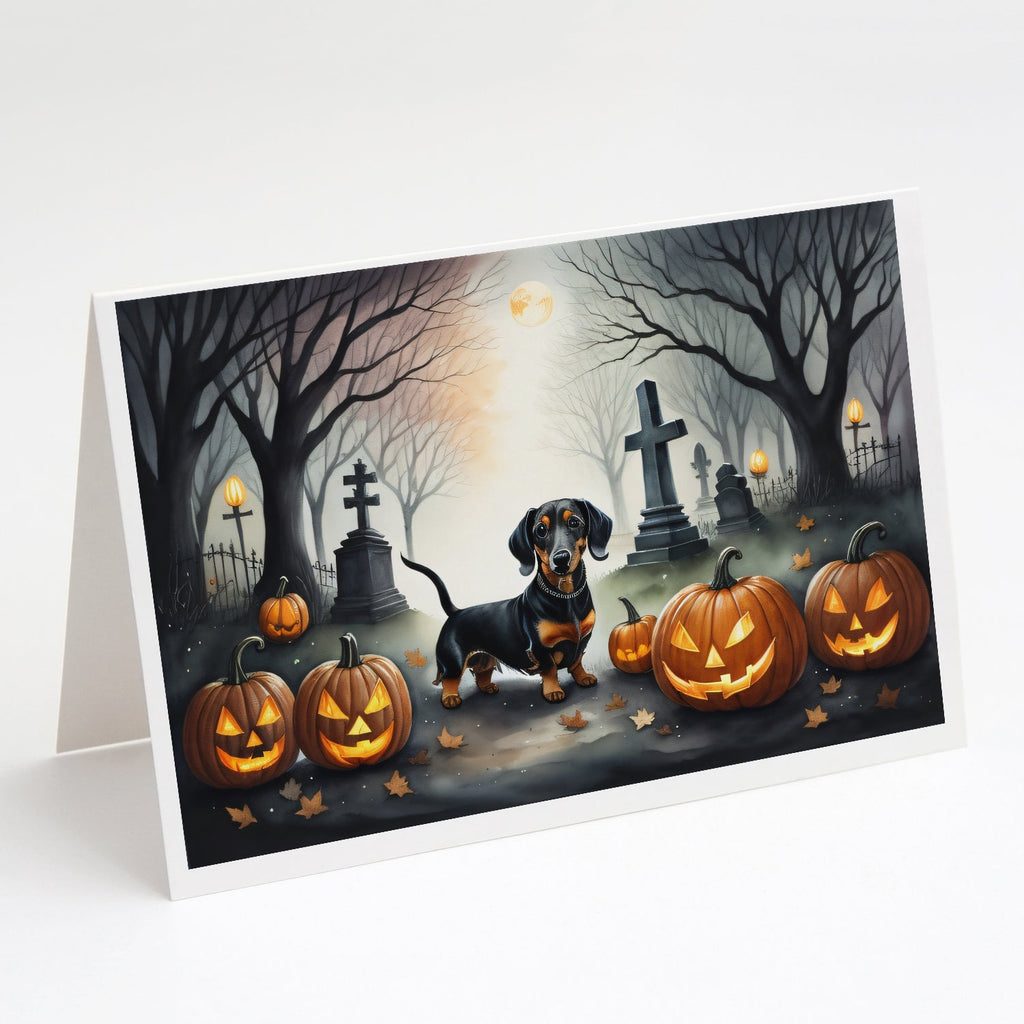 Dachshund Spooky Halloween Greeting Cards Pack of 8 Blank Cards with Envelopes Whimsical A7 Size 5x7
