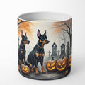 Doberman Pinscher Spooky Halloween Decorative Soy Candle Nature Soy Wax Essential Oil Home Decor Ideal for Bedroom Kitchen Bath Office Gift, 10 oz