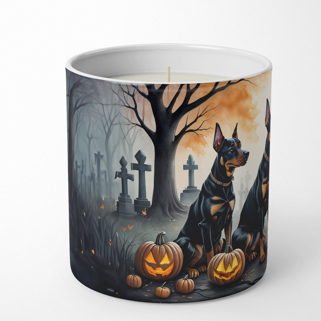Doberman Pinscher Spooky Halloween Decorative Soy Candle Nature Soy Wax Essential Oil Home Decor Ideal for Bedroom Kitchen Bath Office Gift, 10 oz