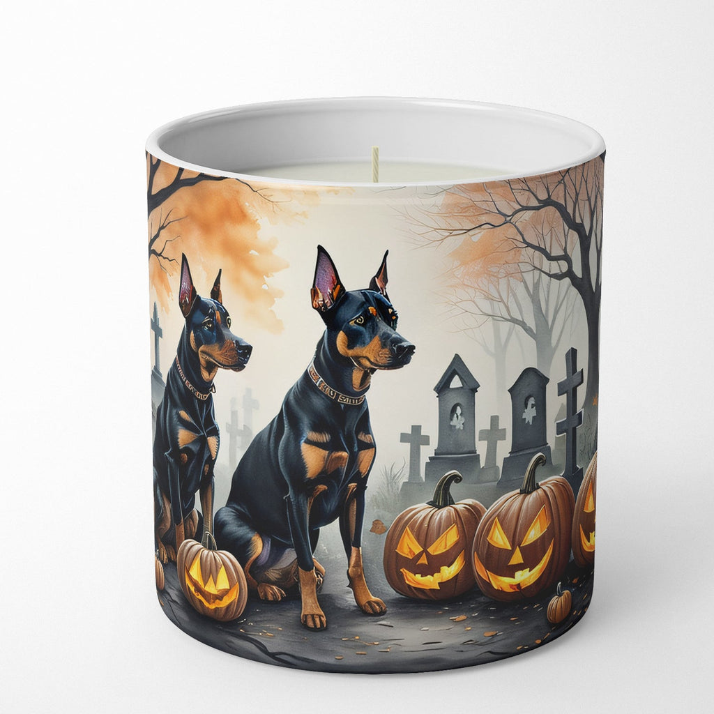 Doberman Pinscher Spooky Halloween Decorative Soy Candle Nature Soy Wax Essential Oil Home Decor Ideal for Bedroom Kitchen Bath Office Gift, 10 oz