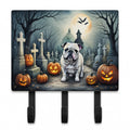 English Bulldog Spooky Halloween Leash or Key Holder Wall Hooks, Coat Rack Wall Mount, for Hanging Keys, Towels, Aprons, Leashes