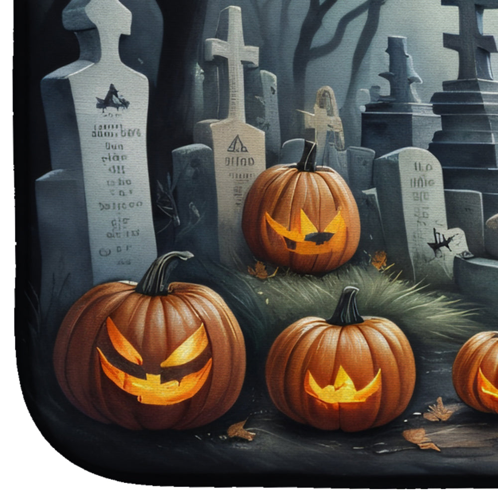 English Bulldog Spooky Halloween Dish Drying Mat Absorbent Dish Drying Mat Pad for Kitchen Counter Dish Drainer Mat for Countertop, 14 x 21", Multicolor