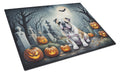 English Bulldog Spooky Halloween Cutting Board Tempered Glass Kitchen Cutting Surface, Heat Resistant Chopping, Non-Slip Feet, Food Prep & Serving