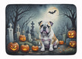 English Bulldog Spooky Halloween Memory Foam Kitchen Mat Machine Washable Anti-Fatigue Cushion Comfort Bath or Kitchen Rug