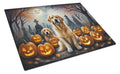 Golden Retriever Spooky Halloween Cutting Board Tempered Glass Kitchen Cutting Surface, Heat Resistant Chopping, Non-Slip Feet, Food Prep & Serving