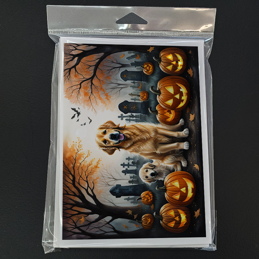 Golden Retriever Spooky Halloween Greeting Cards Pack of 8 Blank Cards with Envelopes Whimsical A7 Size 5x7