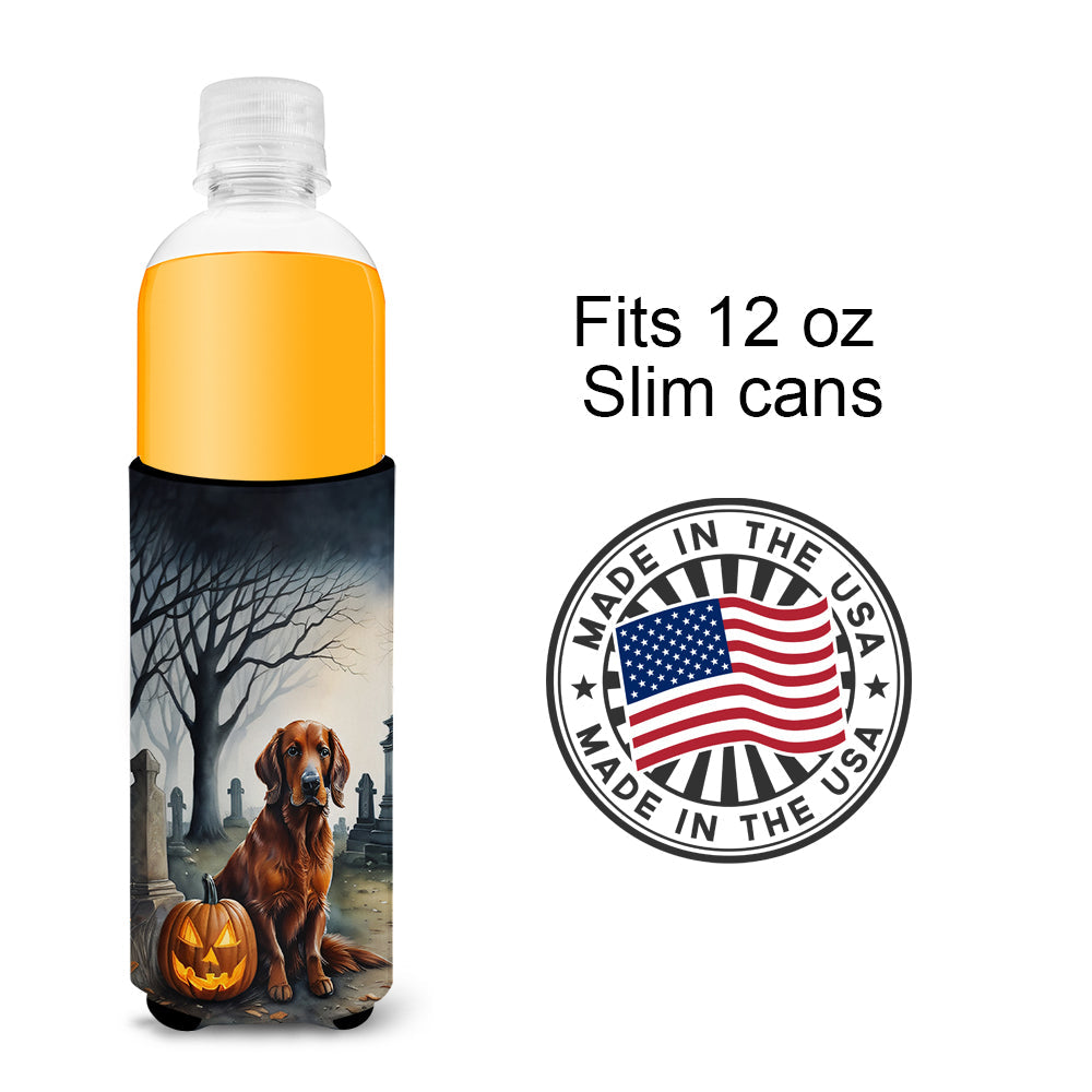 Irish Setter Spooky Halloween Slim Can Hugger , Insulated Foam Hugger for 12 oz Slim Cans, Beer Bottles & Water Bottles, Printed in USA