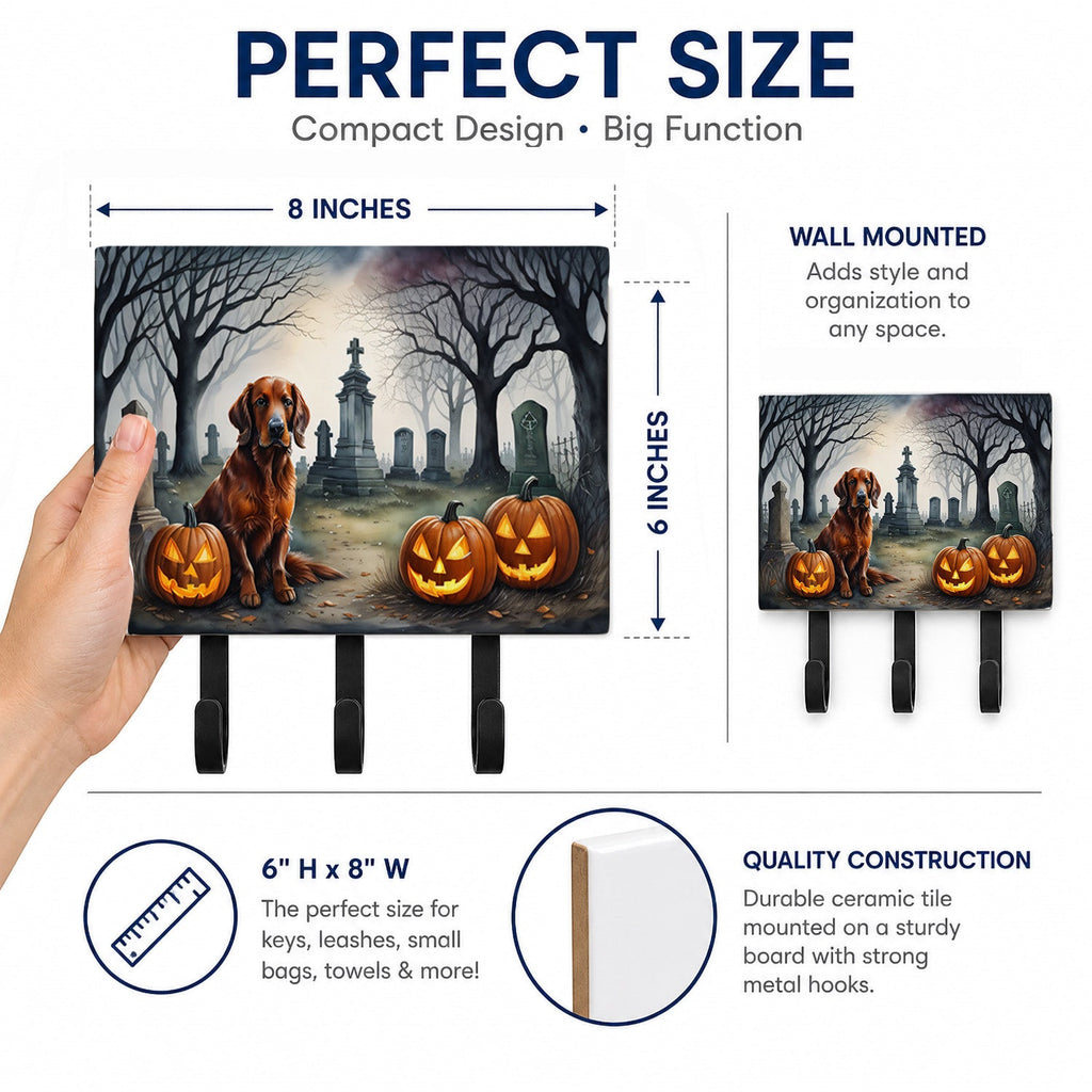 Irish Setter Spooky Halloween Leash or Key Holder Wall Hooks, Coat Rack Wall Mount, for Hanging Keys, Towels, Aprons, Leashes