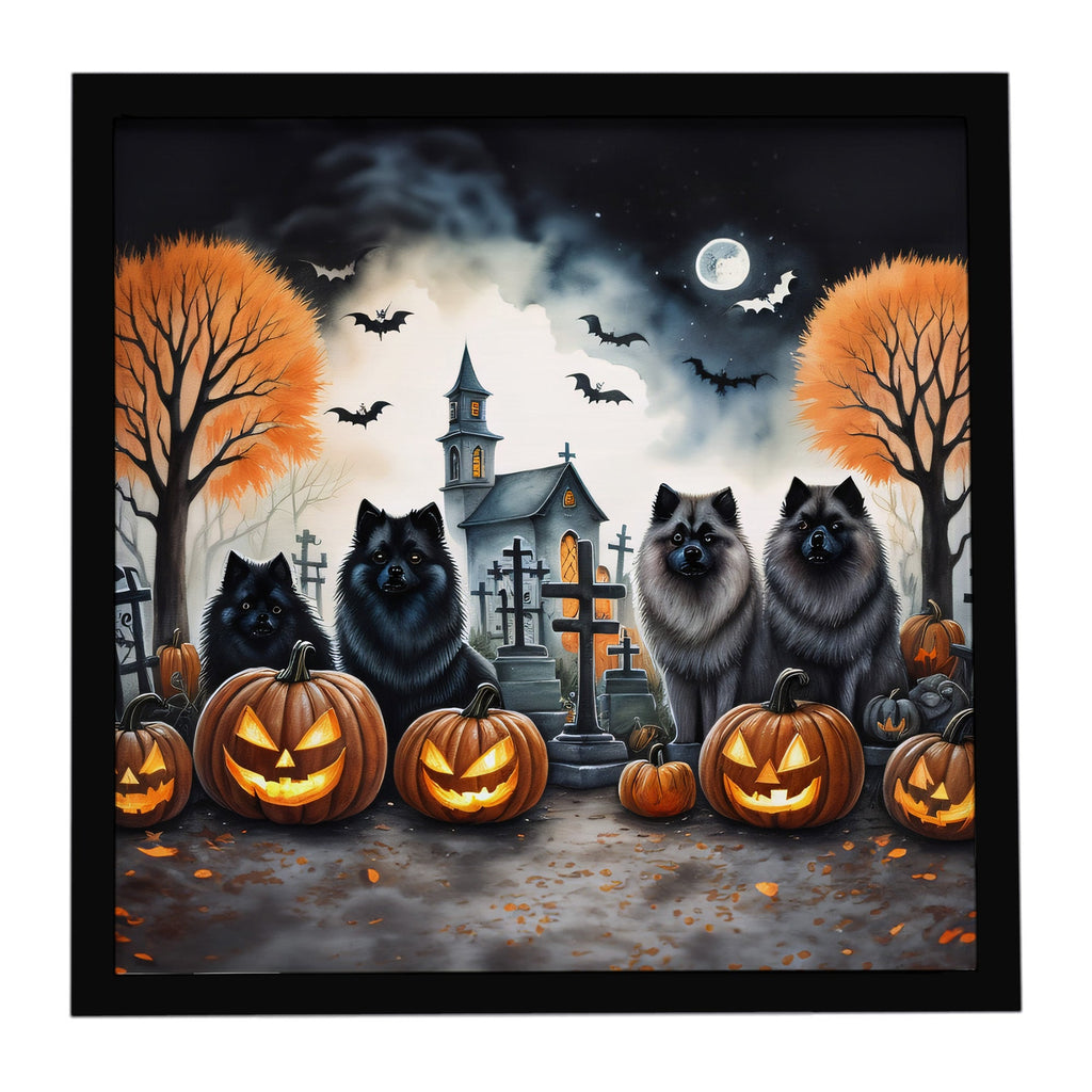 Keeshond Spooky Halloween Framed Metal Print Bathroom, Kitchen, Office, Home Decor Wall Art Ready to Hang, Square, 8X8