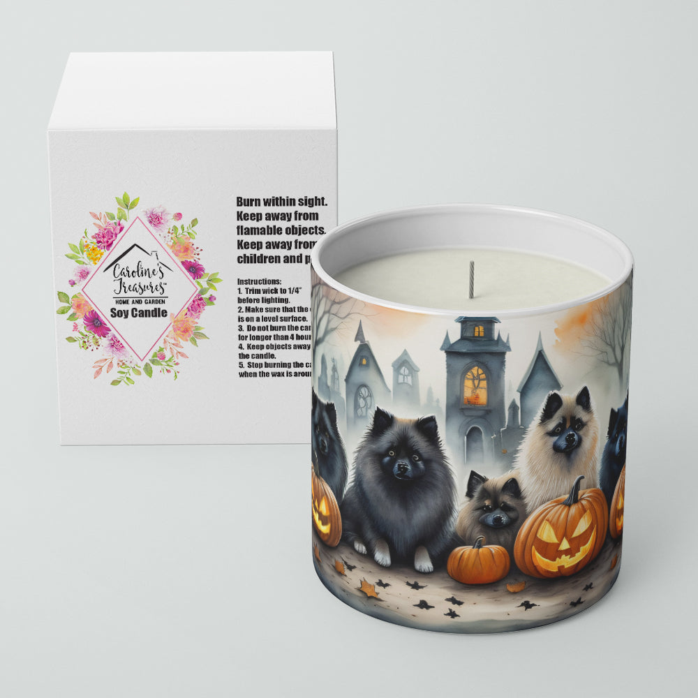 Keeshond Spooky Halloween Decorative Soy Candle Nature Soy Wax Essential Oil Home Decor Ideal for Bedroom Kitchen Bath Office Gift, 10 oz