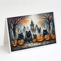 Keeshond Spooky Halloween Greeting Cards Pack of 8 Blank Cards with Envelopes Whimsical A7 Size 5x7