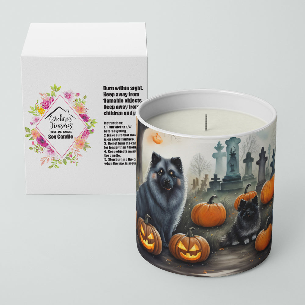 Keeshond Spooky Halloween Decorative Soy Candle Nature Soy Wax Essential Oil Home Decor Ideal for Bedroom Kitchen Bath Office Gift, 10 oz