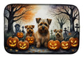 Norfolk Terrier Spooky Halloween Dish Drying Mat Absorbent Dish Drying Mat Pad for Kitchen Counter Dish Drainer Mat for Countertop, 14 x 21", Multicolor