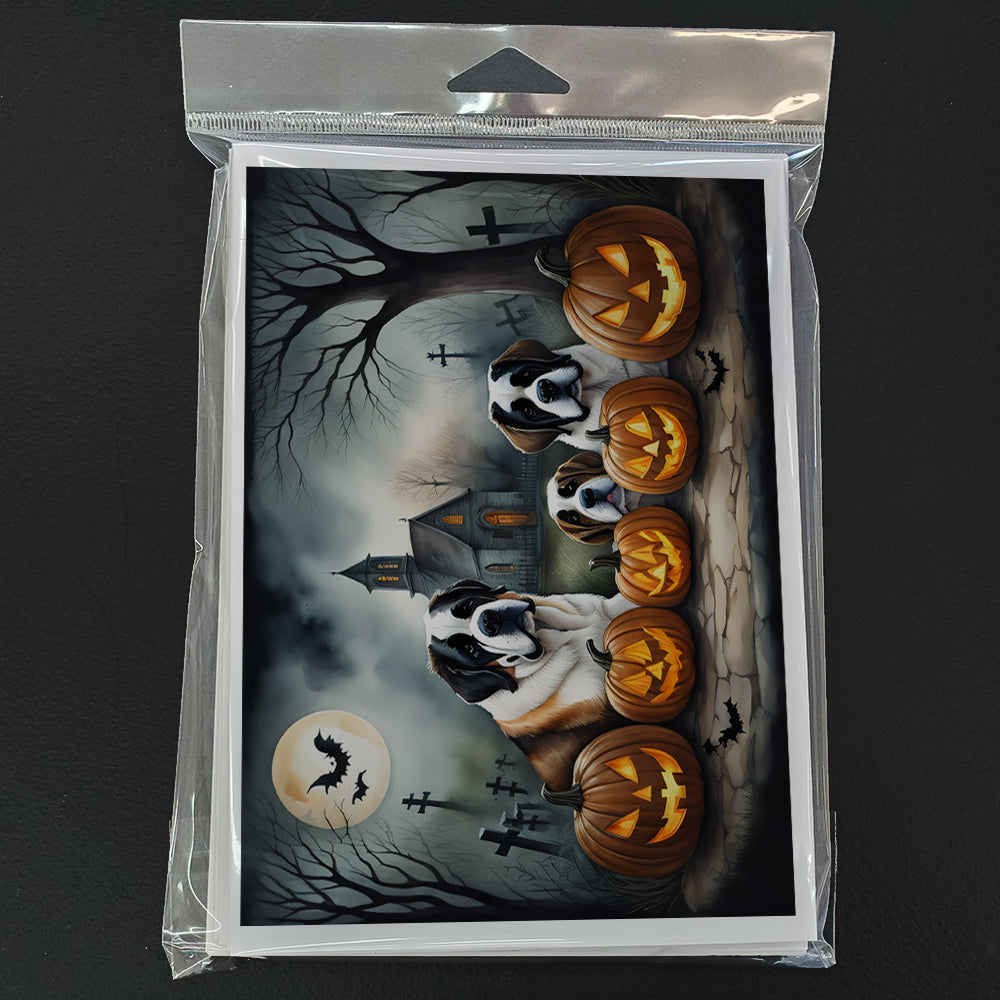 Saint Bernard Spooky Halloween Greeting Cards Pack of 8 Blank Cards with Envelopes Whimsical A7 Size 5x7