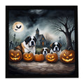 Saint Bernard Spooky Halloween Framed Metal Print Bathroom, Kitchen, Office, Home Decor Wall Art Ready to Hang, Square, 8X8
