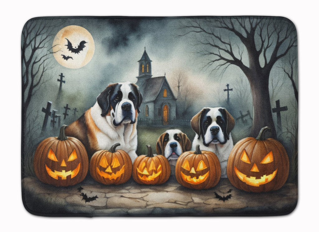 Saint Bernard Spooky Halloween Memory Foam Kitchen Mat Machine Washable Anti-Fatigue Cushion Comfort Bath or Kitchen Rug