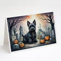 Scottish Terrier Spooky Halloween Greeting Cards Pack of 8 Blank Cards with Envelopes Whimsical A7 Size 5x7