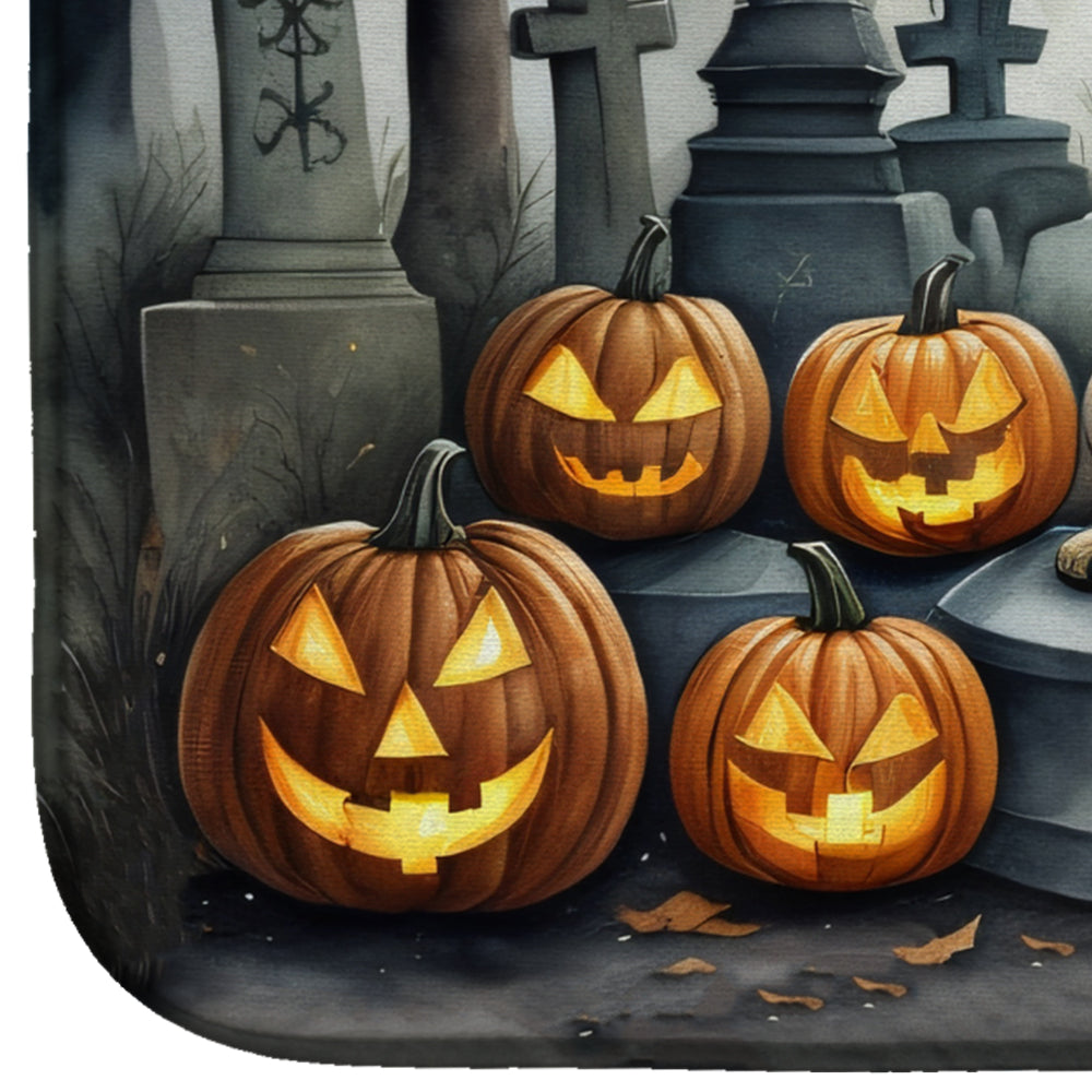 Shar Pei Spooky Halloween Dish Drying Mat Absorbent Dish Drying Mat Pad for Kitchen Counter Dish Drainer Mat for Countertop, 14 x 21", Multicolor